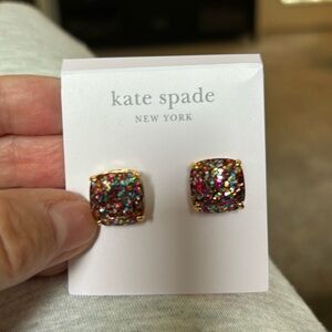 Kate Spade Multi glitter small square studs